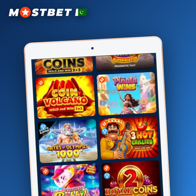 Golden coins spilling from a slot machine with a jackpot badge at Mostbet casino