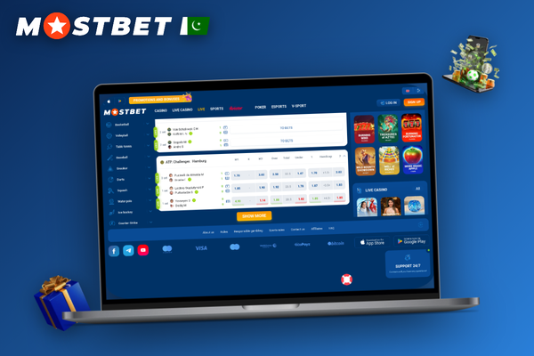 Mostbet login screen on a laptop giving access to the full sportsbook and casino platform