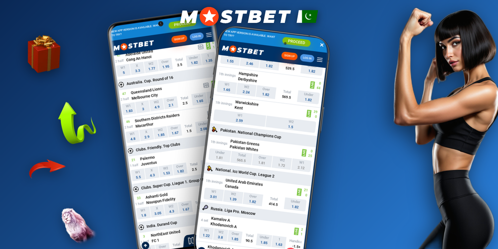 Mostbet mobile app lobby showing live cricket betting and casino slots grid